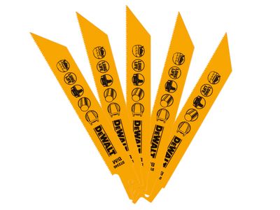 DEWALT DEWDT2346QZ Bi-Metal Reciprocating Blade for Metal Cordless 152mm x 18 TPI (Pack 5)