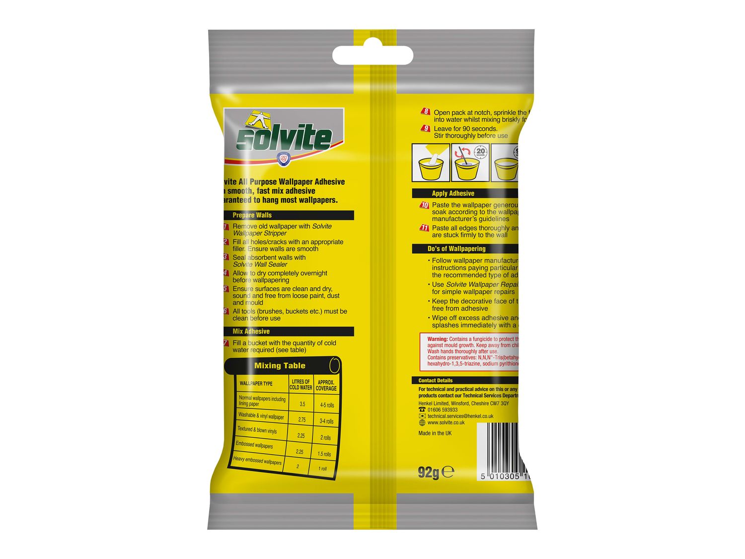 Solvite SLV1591219 All Purpose Extra Strong Wallpaper Paste - 5 Roll Sachet