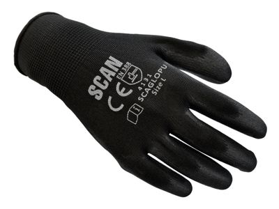 Scan SCAGLOPU240 Black PU Coated Gloves - L (Size 9) (240 Pairs)
