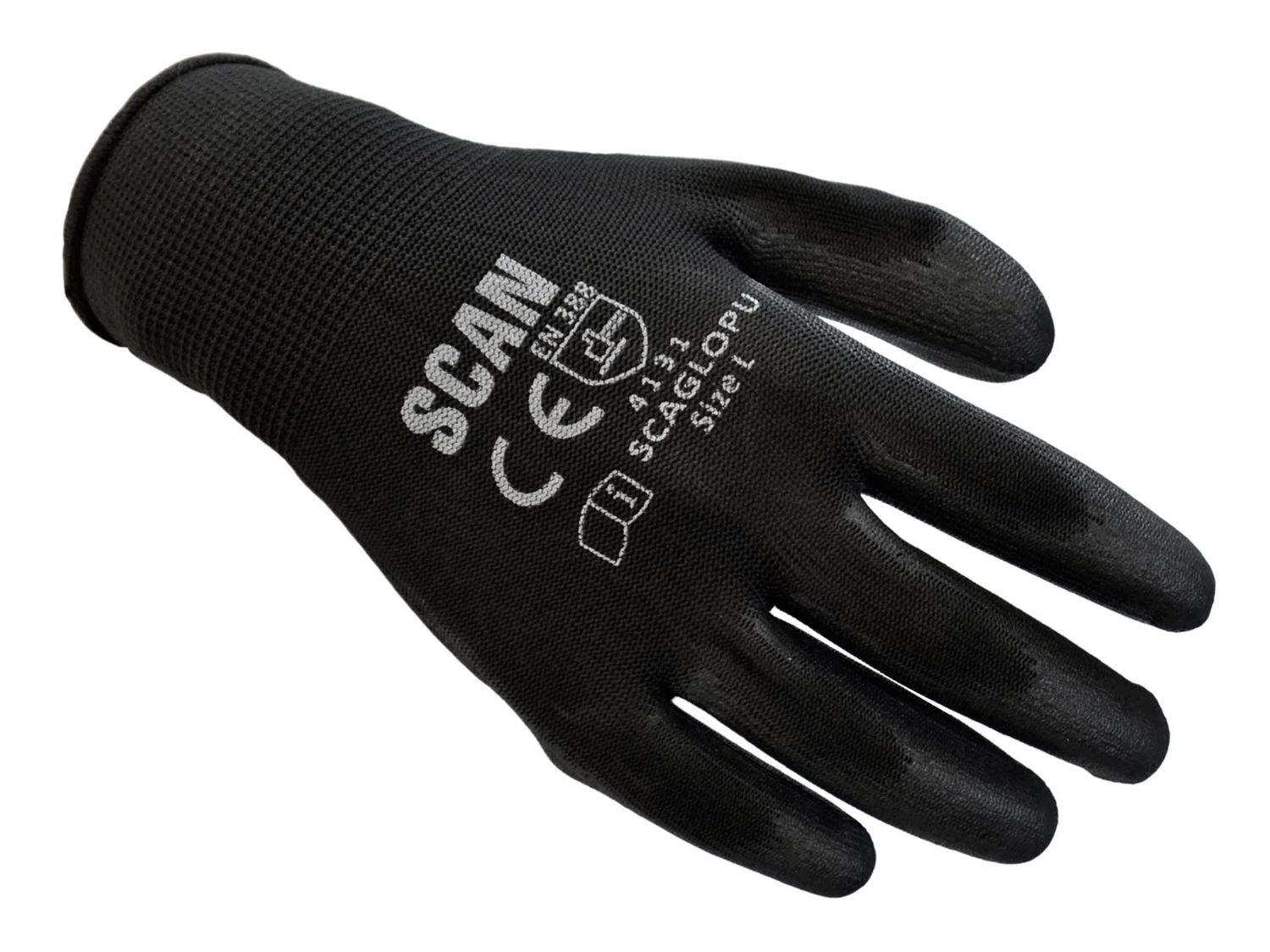 Scan SCAGLOPU240 Black PU Coated Gloves - L (Size 9) (240 Pairs)