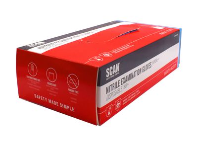 Scan SCAGLODNM Blue Nitrile Disposable Gloves Medium (Box of 100)