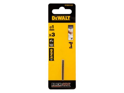 DEWALT DEWDT20510QZ BLACK&amp;GOLD HSS Drill Bits (3) 1.0mm