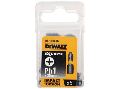 DEWALT DEWDT7993TQZ Impact Torsion Bits PH1 x 25mm (Pack 5)