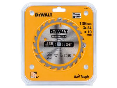 DEWALT DEWDT1947QZ Cordless Construction Trim Saw Blade 136 x 10mm x 24T
