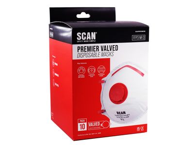 Scan SCAPPEP3MVDB Moulded Disposable Valved Masks FFP3 (Pack 10)