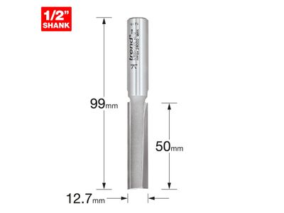 Trend TRE383D12TC 3/83D x 1/2 TCT Two Flute Workshop Cutter 12.7 x 50mm