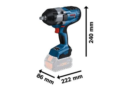 Bosch BSH6019J8370 GDS 18V-1000 Pro BITURBO 1/2in Impact Wrench 18V 2 x 8.0Ah ProCORE18V Li-ion