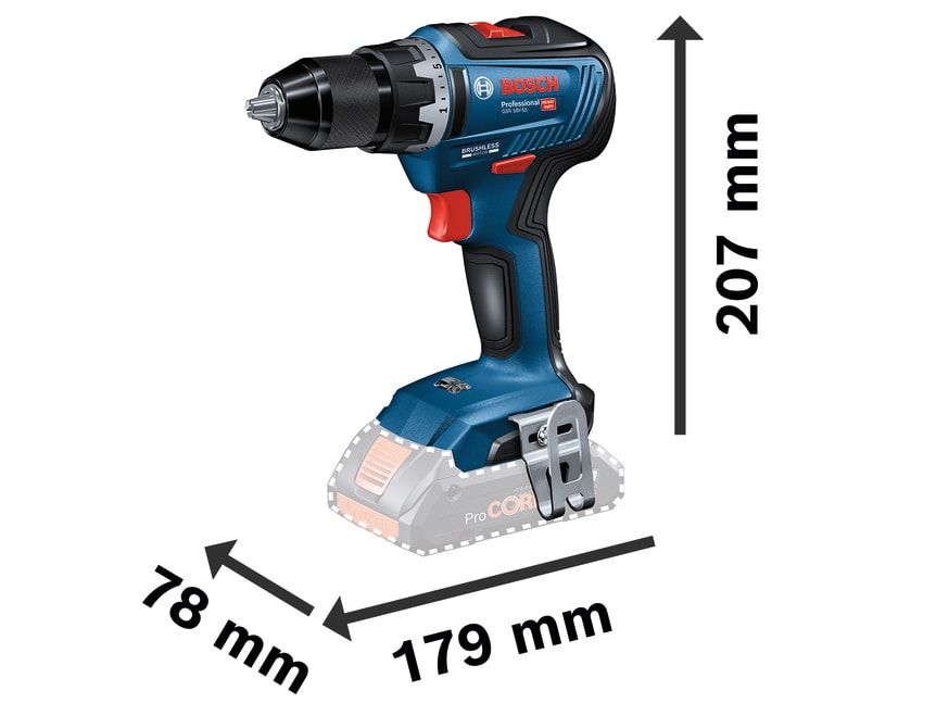 Bosch BSH6019H5202 GSR 18V-55 Professional Drill Driver 18V Bare Unit