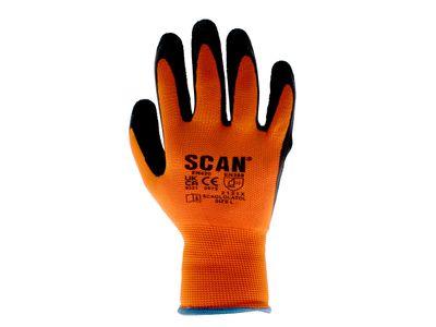 Scan SCAGLOLATOM Hi-Vis Orange Foam Latex Coated Gloves - M (Size 8)