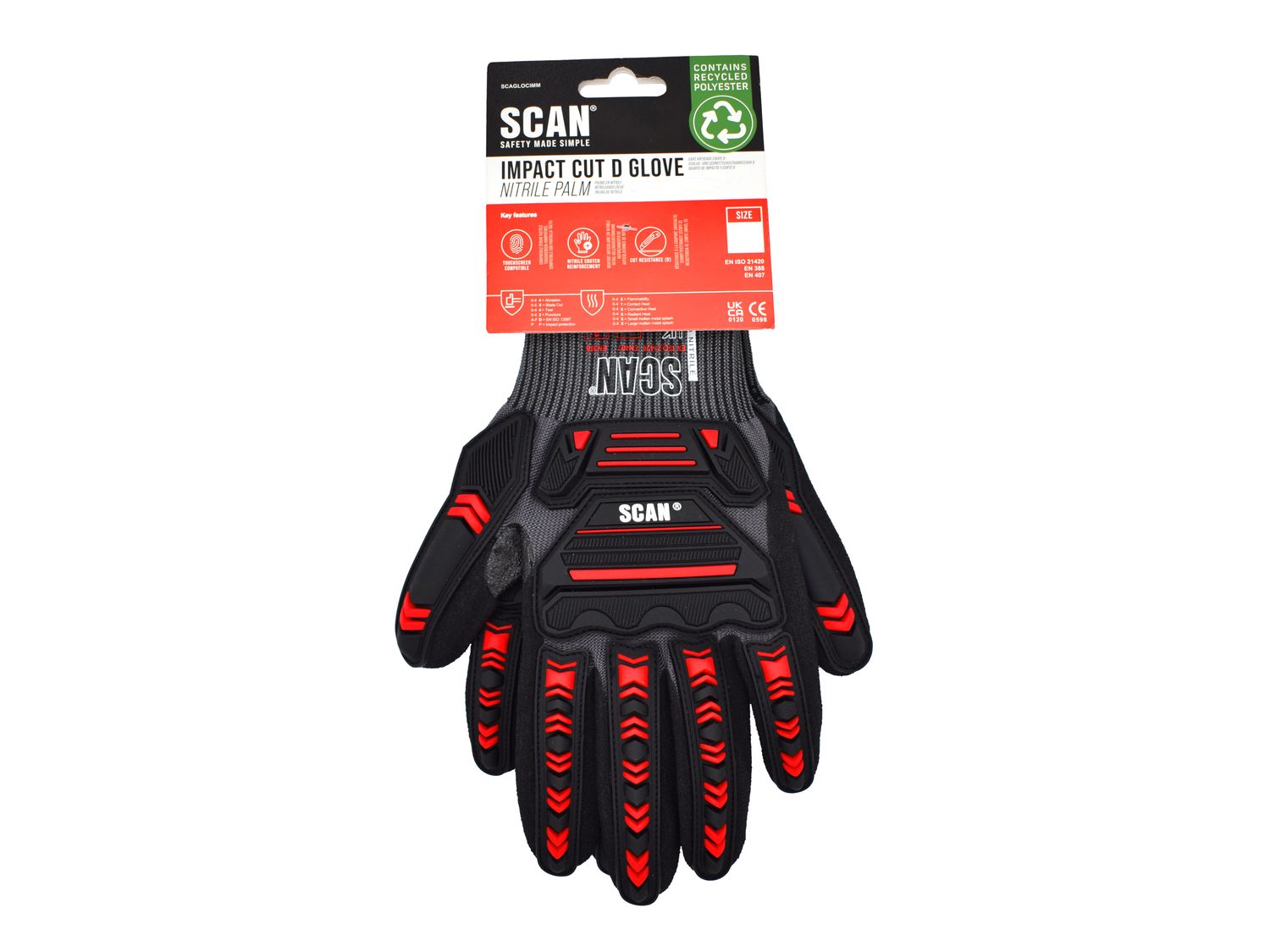 Scan SCAGLOCIMXL Nitrile Palm Impact Cut D Gloves - XL (Size 10)
