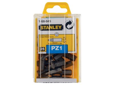 STANLEY STA168945B Pozidriv Bits PZ1 x 25mm (Box 25)