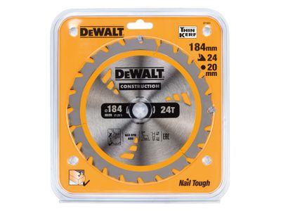 DEWALT DEWDT1951QZ Cordless Construction Trim Saw Blade 184 x 20mm x 24T
