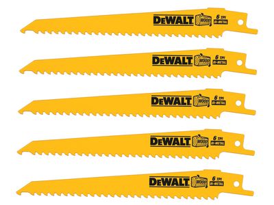 DEWALT DEWDT2359QZ Bi-Metal Reciprocating Blade for Wood with Nails 152mm (Pack 5)