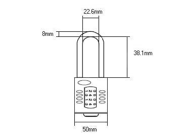 Squire HSQCP5015 CP50/1.5 Combination Padlock 4-Wheel 50mm Long Shackle 38mm
