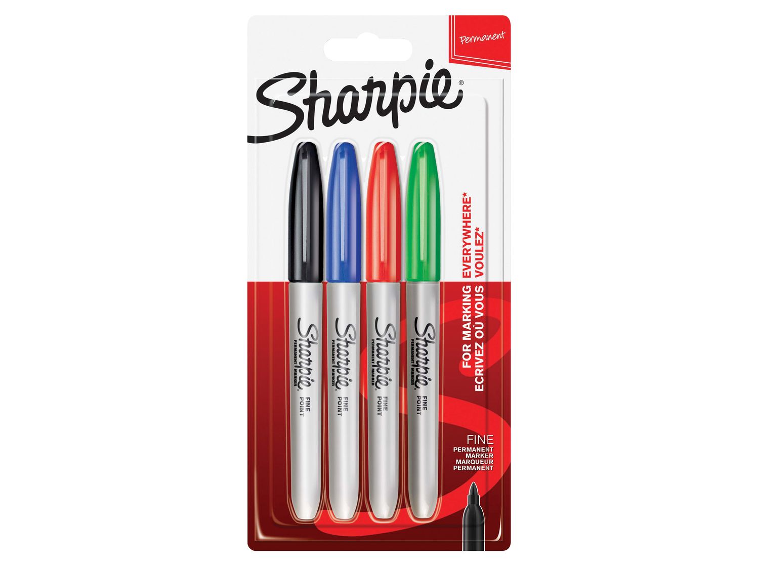 Sharpie SHP1985858 Fine Tip Permanent Marker Assorted (Pack 4)
