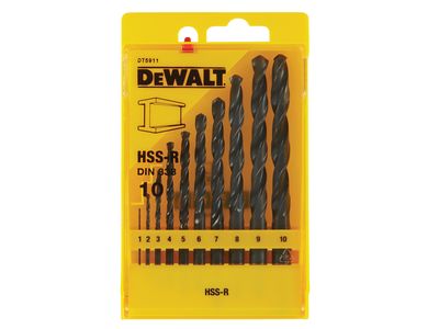 DEWALT DEWDT5911QZ DT5911 HSS-R Jobber Drill Bit Set, 10 Piece