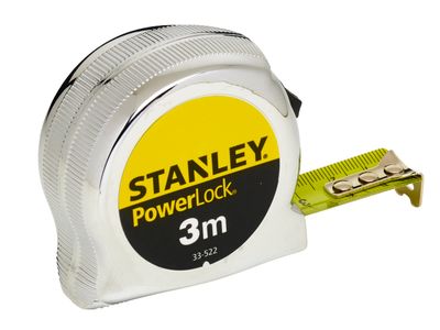 STANLEY STA033522 PowerLock Classic Pocket Tape 3m (Width 19mm) (Metric only)