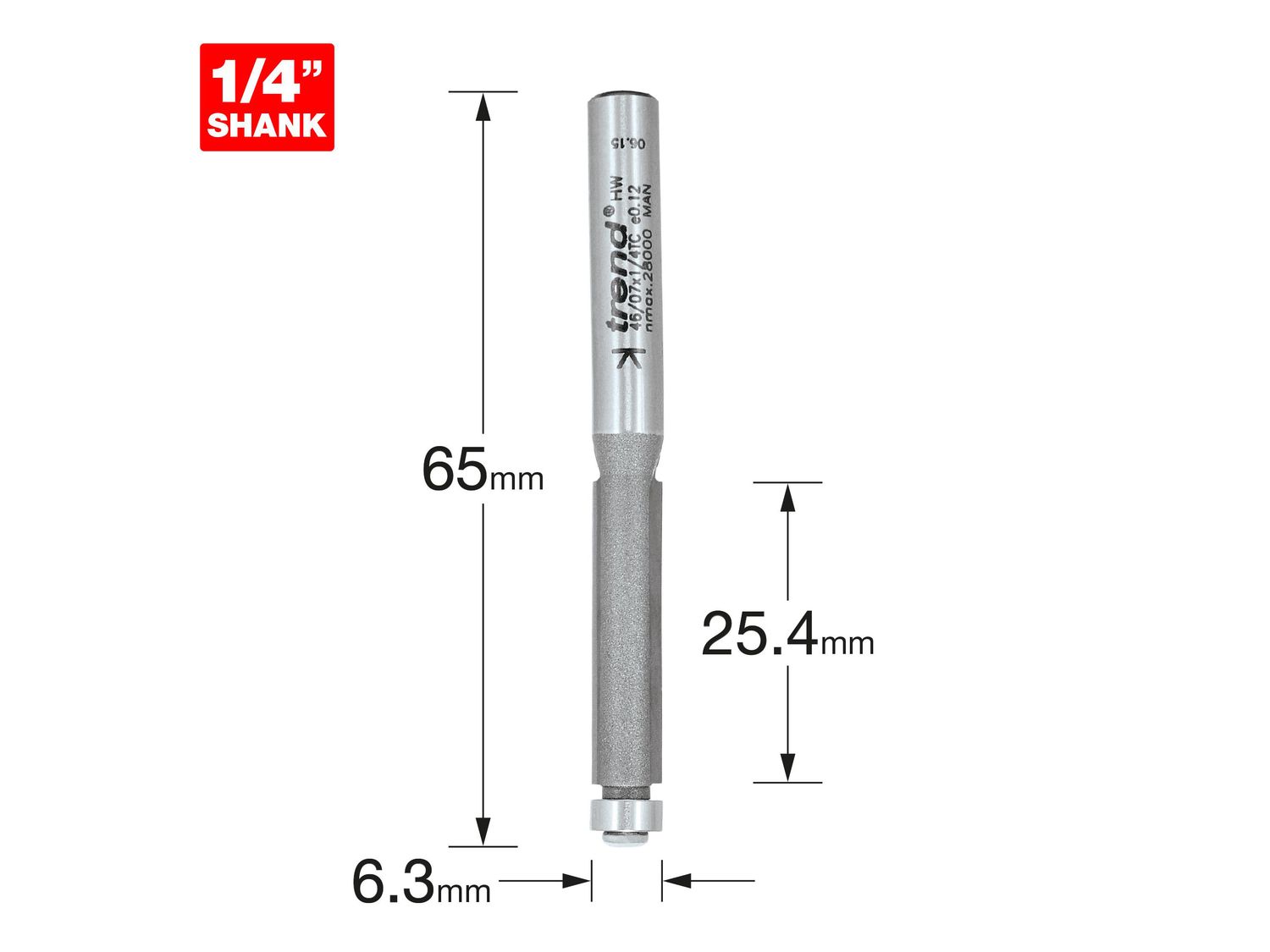 Trend TRE460714TC 46/07 x 1/4 TCT 90° Template Profiler 6.3 x 25.4mm