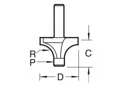 Trend TRE7E214TC 7E/2 x 1/4 TCT Pin Guided Round Over 6.3mm Radius
