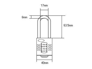 Squire HSQCP4025 CP40/2.5 Combination Padlock 4-Wheel 40mm Extra Long Shackle 63mm