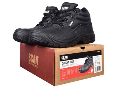 Scan SCAFWCHUK10 4 D-Ring Chukka Safety Boots Black UK 10 EUR 44