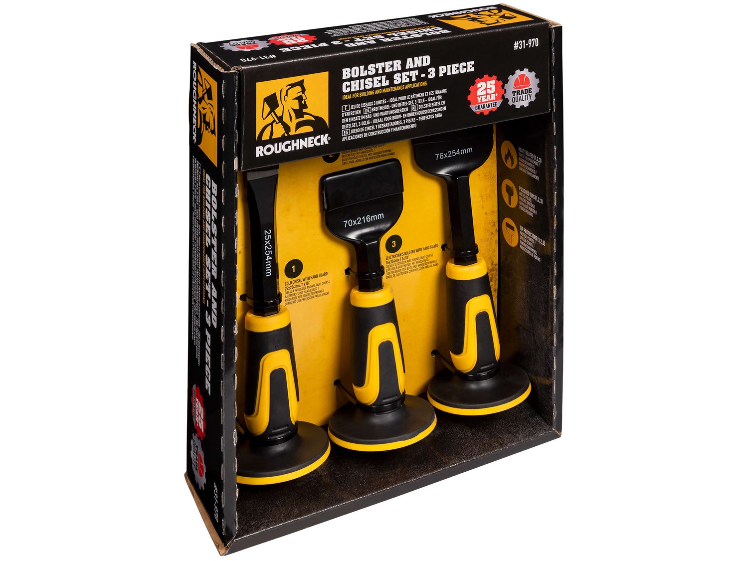 Roughneck ROU31970 Chisel &amp; Bolster Set, 3 Piece