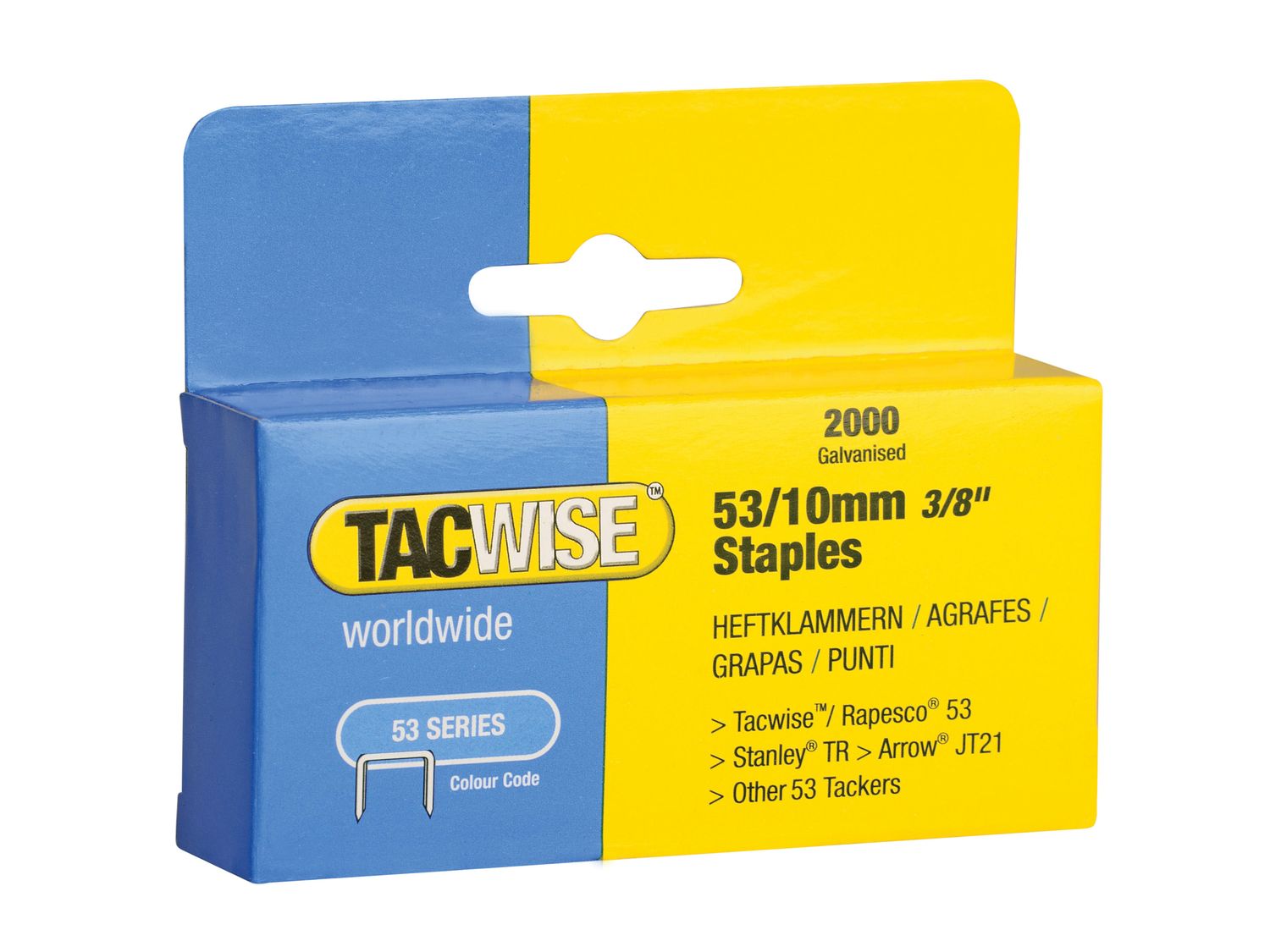 Tacwise TAC0336 53 Light-Duty Staples 10mm (Type JT21  A)  (Pack 2000)