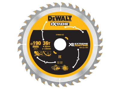 DEWALT DEWDT99563QZ XR FlexVolt Circular Saw Blade 190 x 30mm x 36T