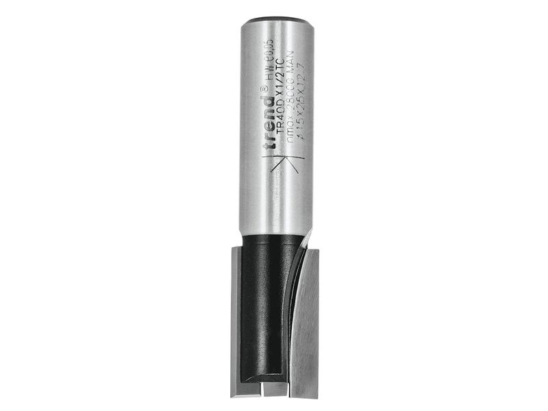 Trend TRETR40D12TC TR40D x 1/2 TCT Two Flute Cutter Long Shank 15 x 25mm