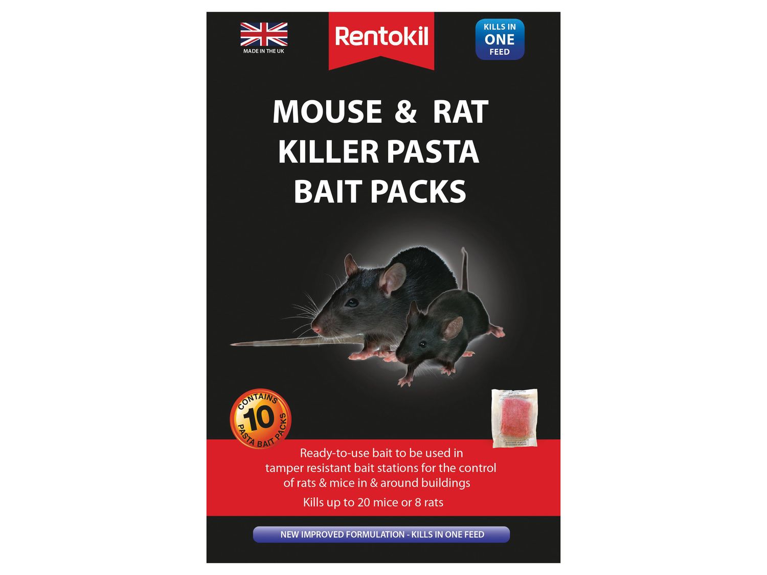 Rentokil RKLFMR52 Mouse &amp; Rat Killer Pasta Bait (Sachets 10)