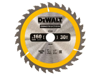 DEWALT DEWDT1932QZ Portable Construction Circular Saw Blade 160 x 20mm x 30T
