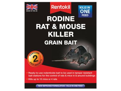 Rentokil RKLPSMR11 Rodine Rat &amp; Mouse Killer Grain Bait (Sachets 2)