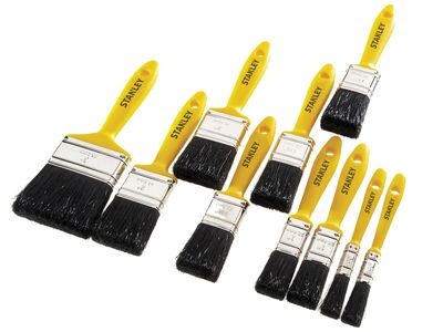 STANLEY STAHOBBY10 Hobby Paint Brush Set of 10 12(2) 25(2) 38(3) 50(2) &amp; 75mm