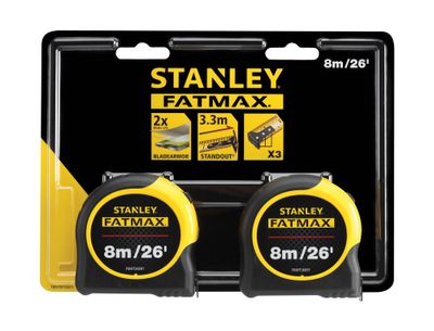 STANLEY STA581558 FatMax Classic Tape Twin Pack 8m/26ft (Width 32mm)