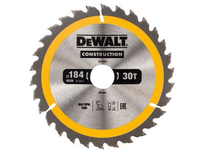 Dewalt DT1942 Portable Construction Circular Saw Blade 184 x 30mm x 30T