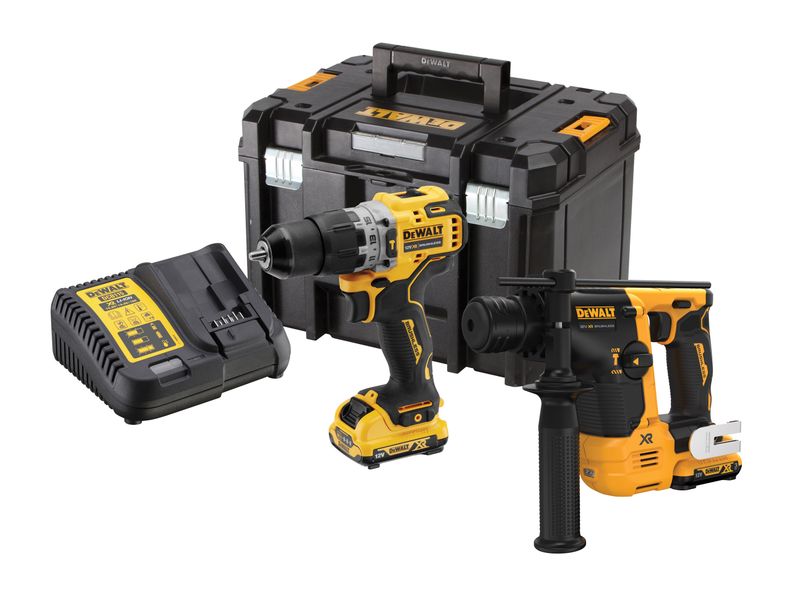 Dewalt DCK2102L2T 12v XR Brushless Combi and SDS+ Hammer Drill Twin Kit 2 x 3.0Ah