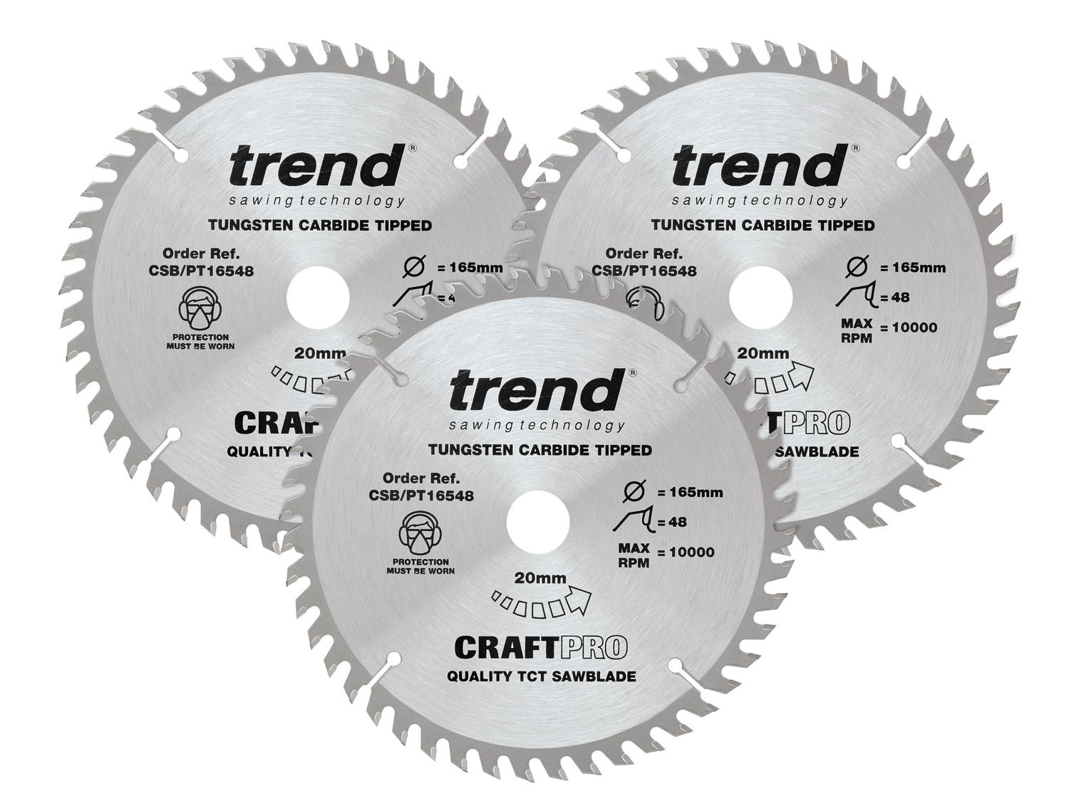 Trend TREPT1653P CraftPro Panel Trim Saw Blade 165 x 20mm x 48T (Pack 3)