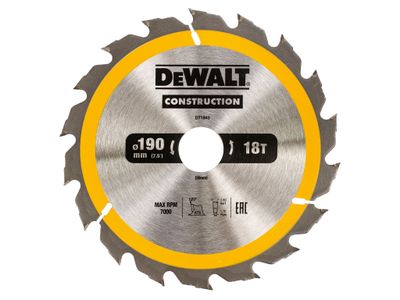 DEWALT DEWDT1943QZ Portable Construction Circular Saw Blade 190 x 30mm x 18T