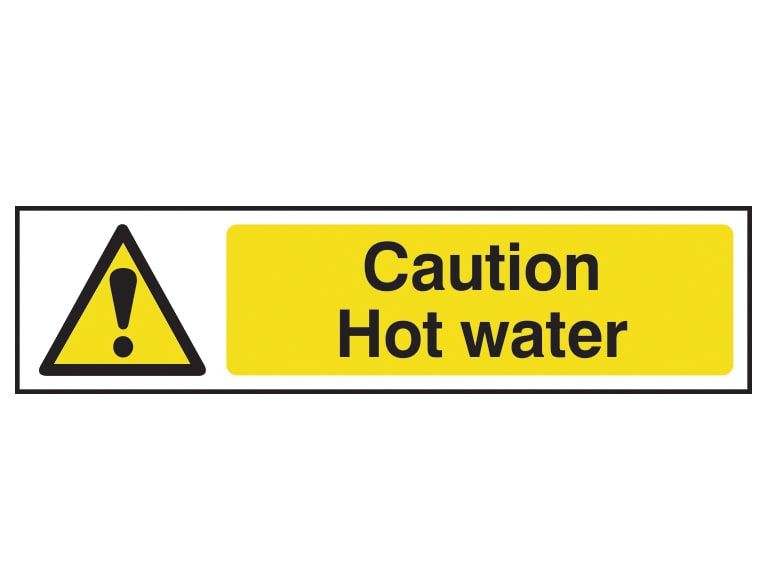 Scan SCA5116 Caution Hot Water - PVC Sign 200 x 50mm