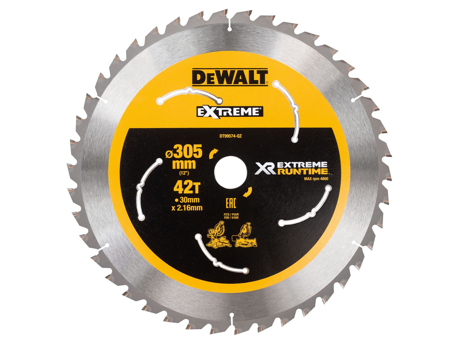 DEWALT DEWDT99574QZ XR FlexVolt Mitre Saw Blade 305 x 30mm x 42T