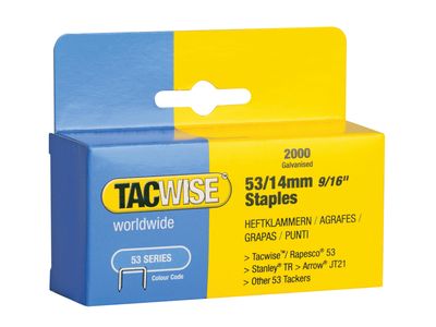 Tacwise TAC0338 53 Light-Duty Staples 14mm (Type JT21  A) (Pack 2000)