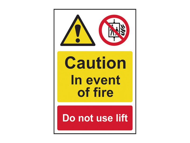 Scan SCA1180 Caution Event of Fire Do Not Use Lift - PVC Sign 200 x 300mm
