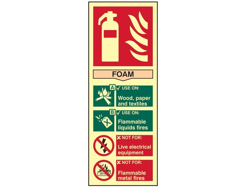 Scan SCA1591 Fire Extinguisher Composite Foam - Photoluminescent 75 x 200mm
