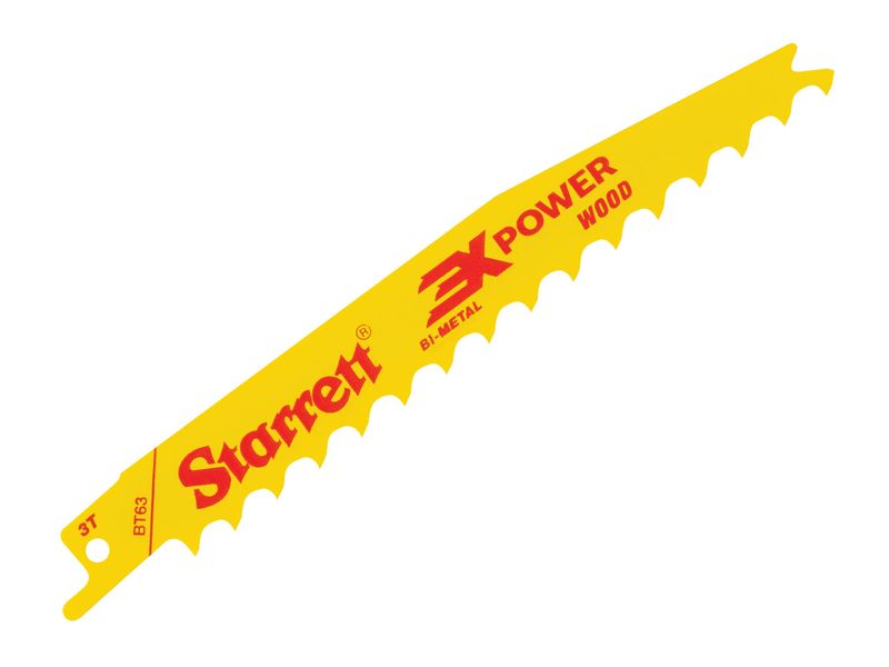 Starrett STRBT635 BT63-5 Bi-Metal Reciprocating Blade, Wood Tapered 152mm 3 TPI (Pack 5)