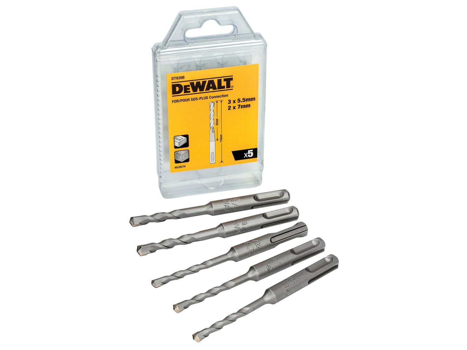 DEWALT DEWDT9398QZ DT9398 SDS Plus Drill Bit Set, 5 Piece