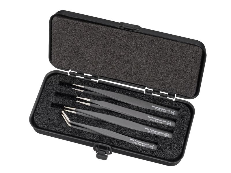 Wiha WHA32349 Professional ESD SMD Tweezer Set, 4 Piece