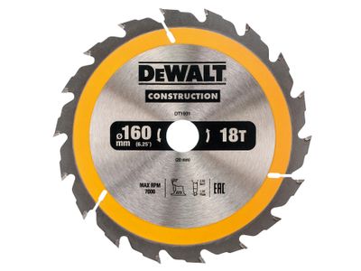 DEWALT DEWDT1931QZ Portable Construction Circular Saw Blade 160 x 20mm x 18T
