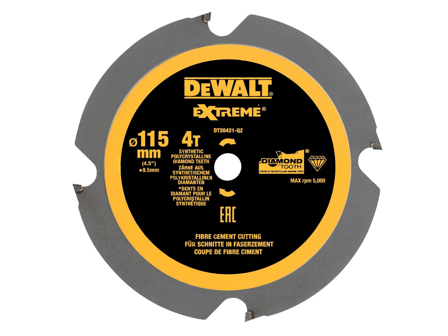 DEWALT DEWDT20421QZ DT20421 PCD Circular Saw Blade 115 x 9.5mm x 4T