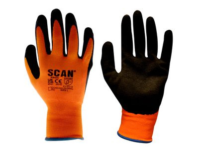 Scan SCAGLOLATOXL Hi-Vis Orange Foam Latex Coated Gloves - XL (Size 10)