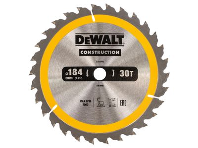 Dewalt DT1940QZ Portable Construction Circular Saw Blade 184 x 16mm x 30T